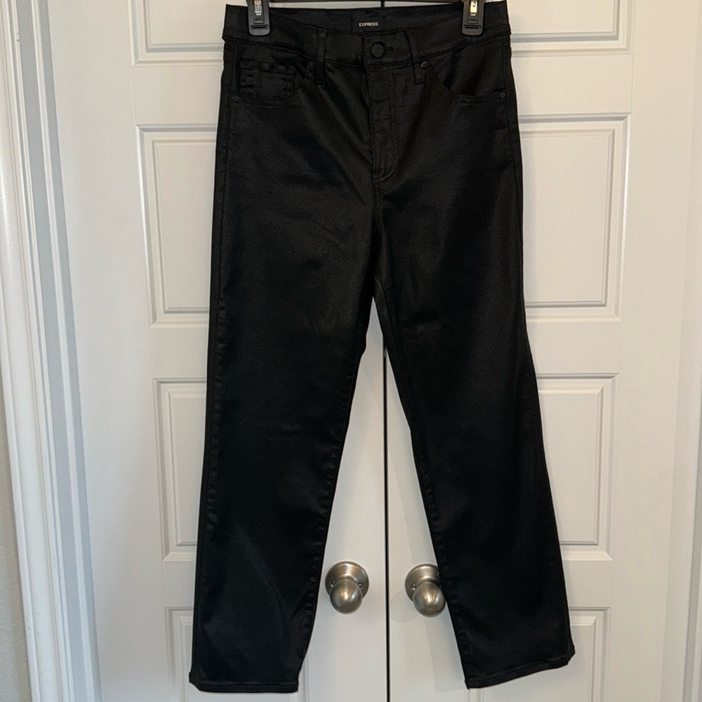 Express Black Coated Straight Ankle Jean